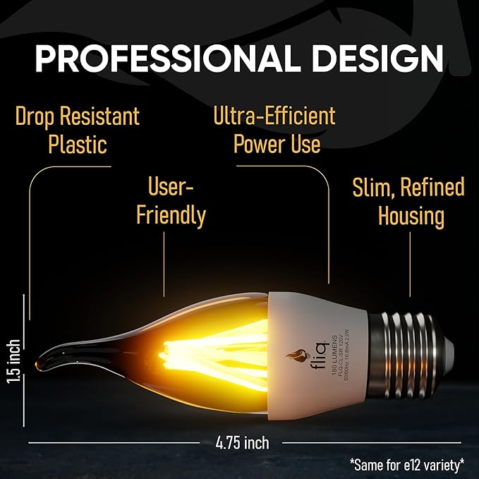 Fliq | LED Flame Light Bulb | 2 Pack | 2W | 4 Modes | Flickering Flame Bulb | - Image 3