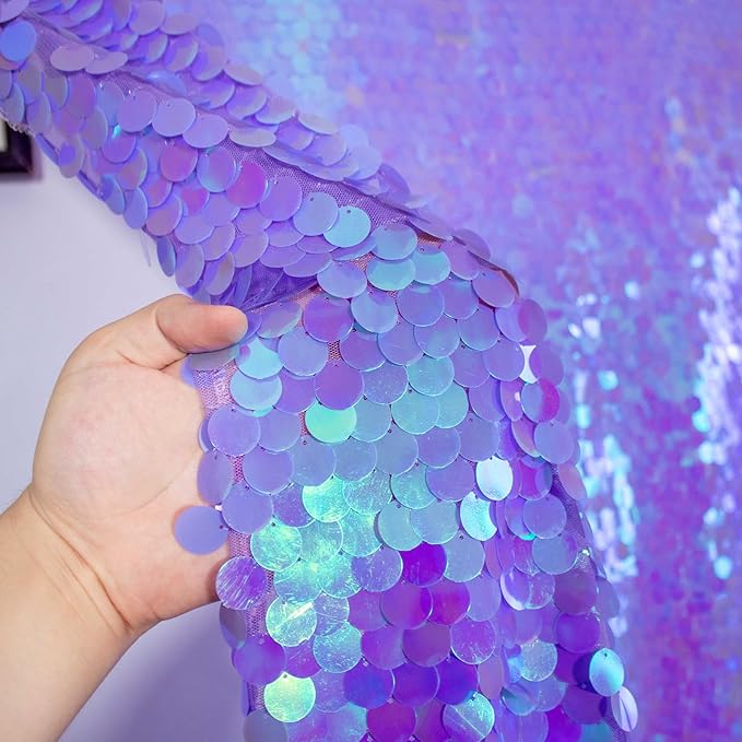 JYFLZQ Lavender Payette Sequin Backdrop Curtains 8ft x 8ft Glitter Shimmer - Image 3