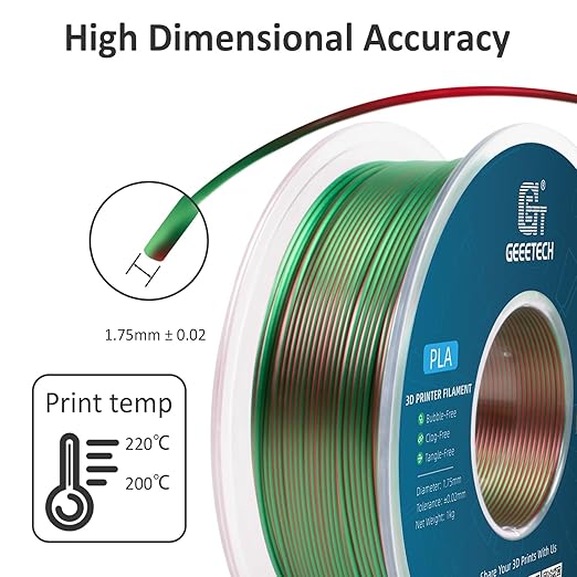 Geeetech Silk PLA Filament 1.75mm Silk Dual Color Filament, Coextrusion - Image 3