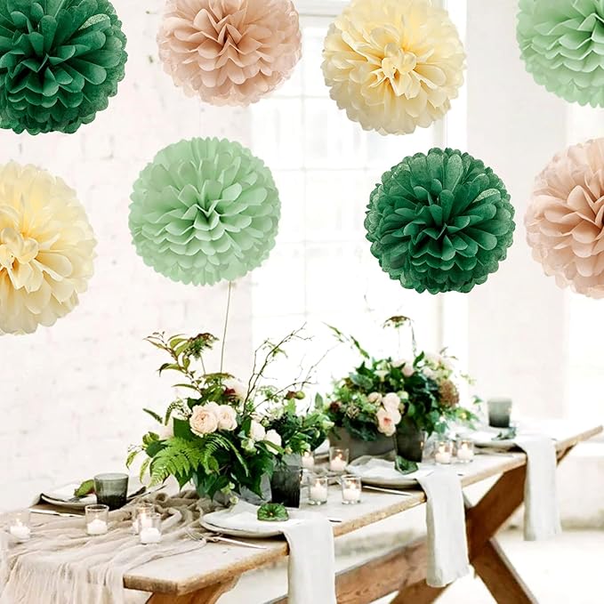 Olive-Sage Green Champagne-Gold Party Decorations - Image 5