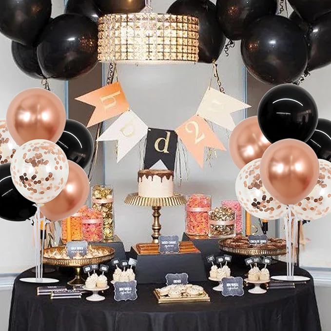 TONIFUL Black and Rose Gold Balloon Centerpieces - Image 5
