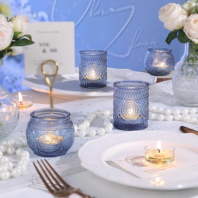 DARJEN 12Pcs Blue Votive Candle Holders - Image 4