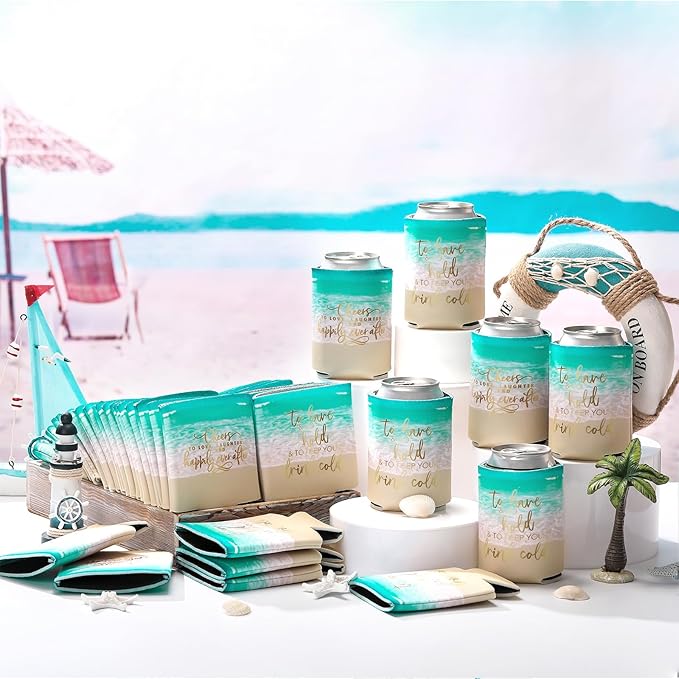 50 Pieces Beach Theme Wedding Can Cooler Bulk Engagement Party Favors - Image 2