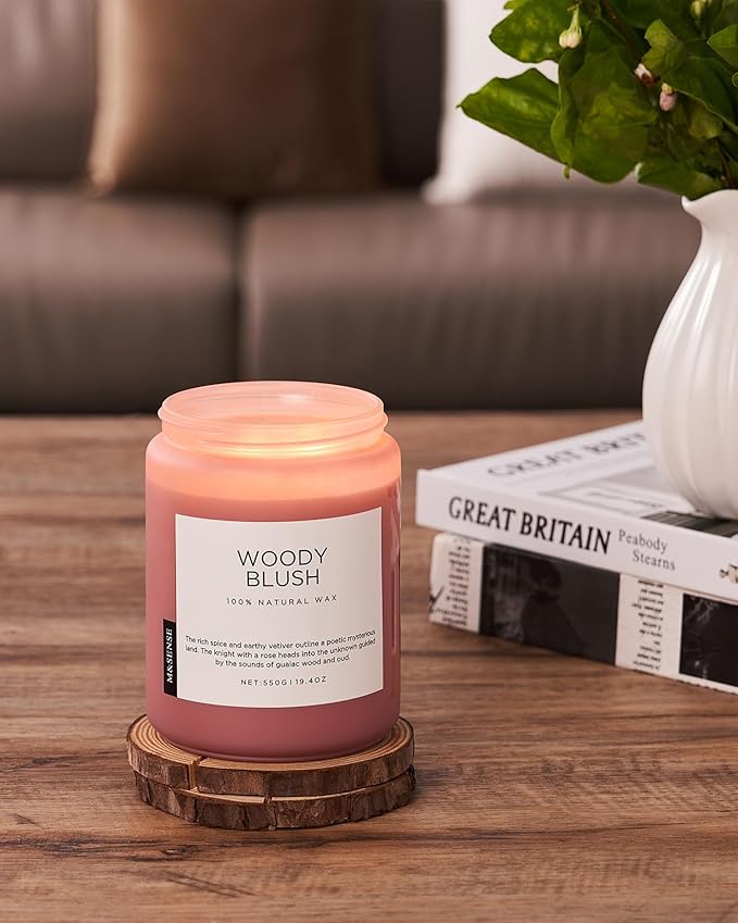M&SENSE Rose Oud Wood Soy Candles 2 Wick, Large Scented Candles 19.4oz 110 Hour - Image 5