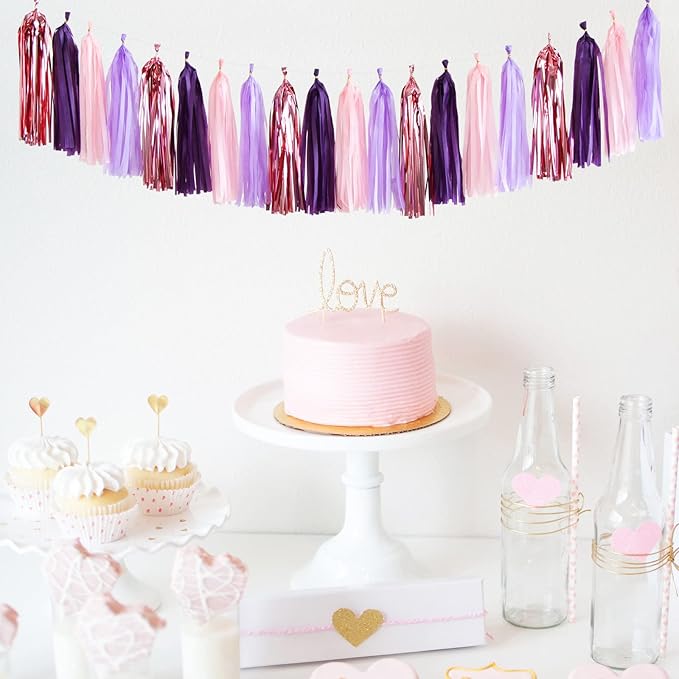 Pink-Purple Rose-Gold Party-Decorations Tassel Garland - Image 5
