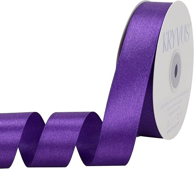 Purple Satin Ribbon 1 inch X Continuous 50 Yards, Single Face Polyester Ribbon by Kryvusribbon