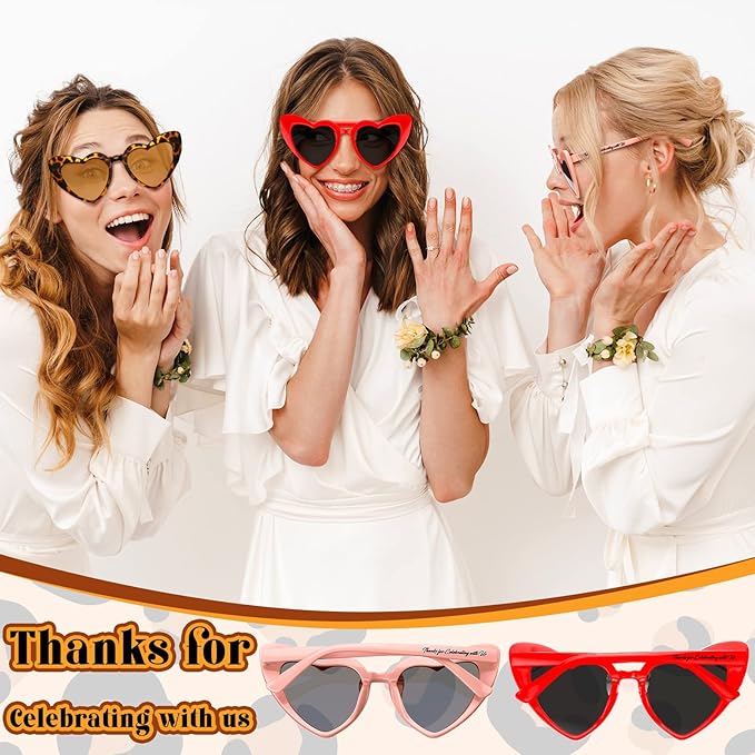 Vabean Wedding Heart Sunglasses Bulk Wedding Gifts Bachelorette Bridal Party - Image 3