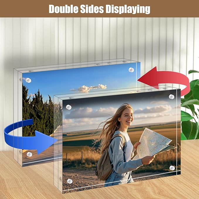 Egofine 4x6 Acrylic Frames 3 Pack, 20mm Thicker Frameless Clear Picture Frames - Image 4