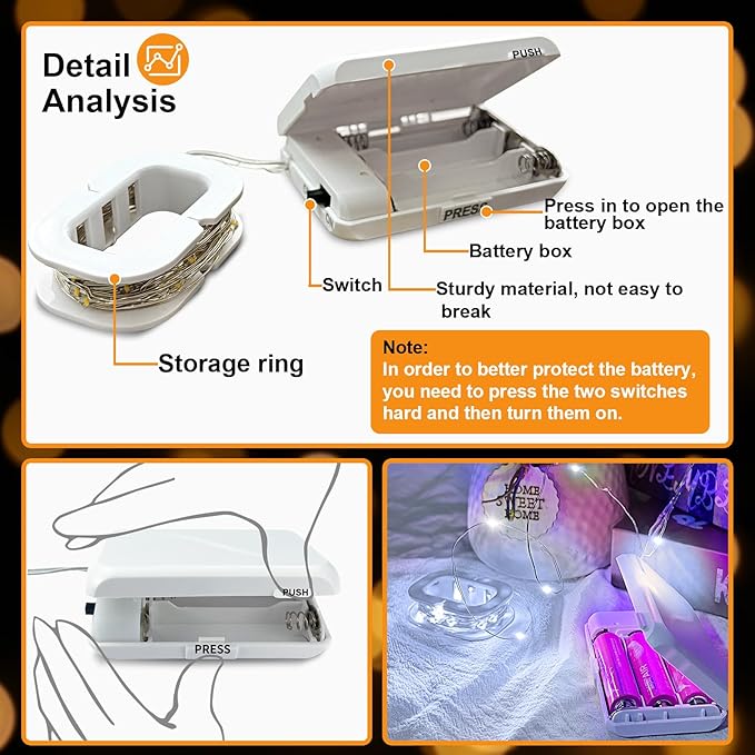2 Pack 16Ft 50Leds Fairy Lights Mini Led String Lights Twinkle Lights - Image 2