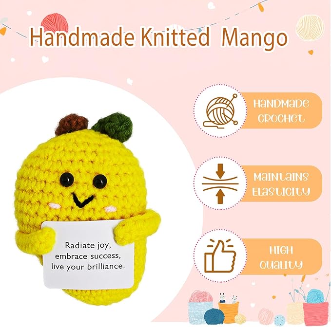 Crochet Emotional Support Mango-Handmade Mental Health Gifts - Image 3