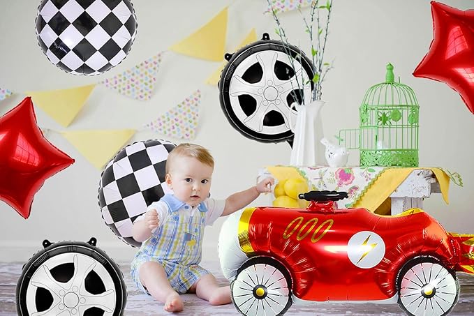 7 Pcs Vintage Race Car Balloon Set, Racing Theme Birthday Party Baby Shower - Image 3