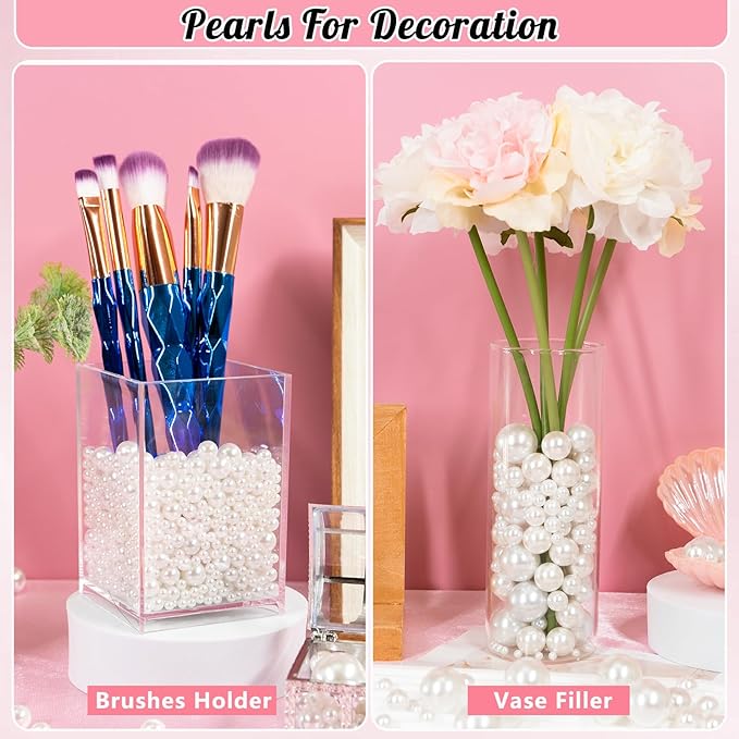 300Pcs Pearl Vase Filler, Ivory No Hole Faux Pearl Beads - Image 4
