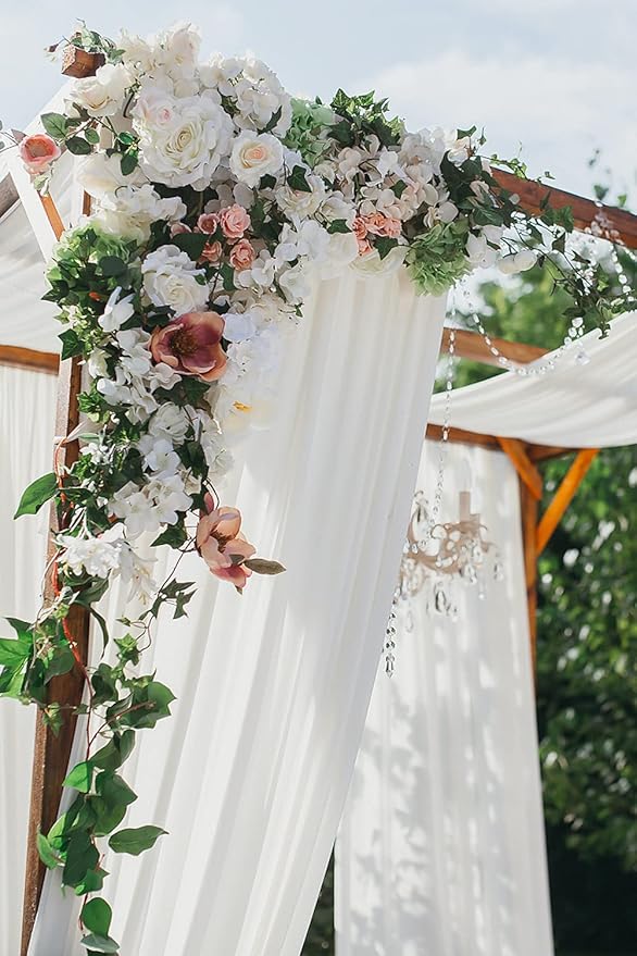 Ivory Wedding Arch Draping Fabric 1 Panel 30'' x 18FT Sheer Chiffon Arch Drapery - Image 5