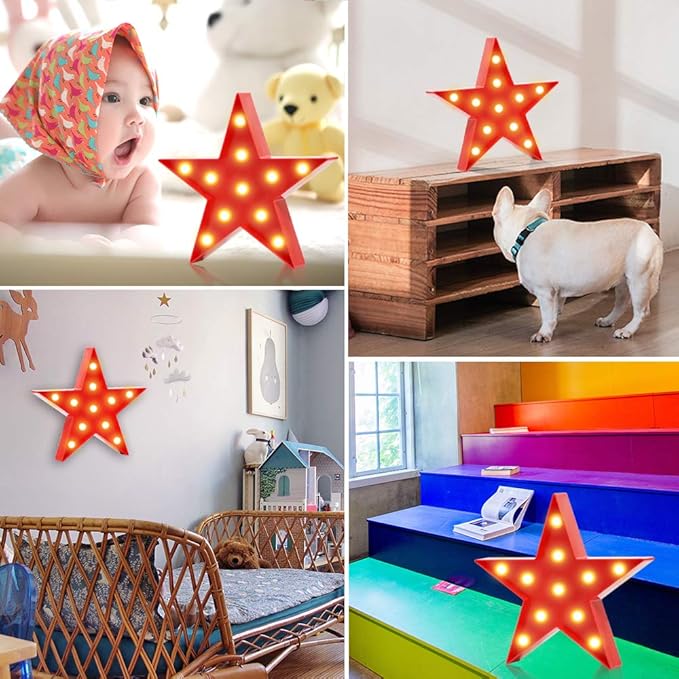 LED Marquee Star Signs Night Lights, Battery Operated Star Shaped Desk Table - Image 4