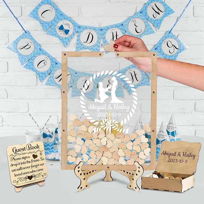 Personalized Wedding Guest Book Alternative Custom Name & Date Guestbook Sign - Image 5