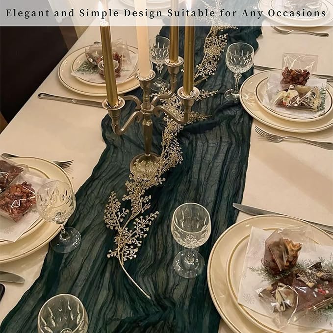 Emerald Green 6 Pack Cheesecloth Table Runner 10FT Boho Fabric Rustic Cheese - Image 7
