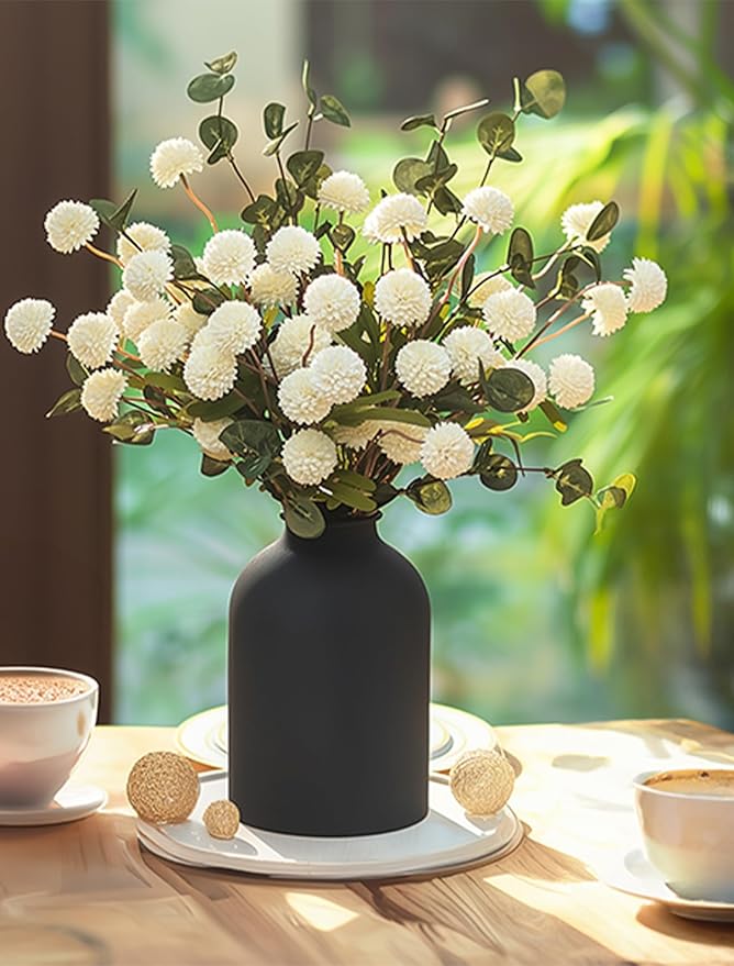 BLOSMON Fake Flowers in Vase for Centerpieces: Metal Vase - Image 7