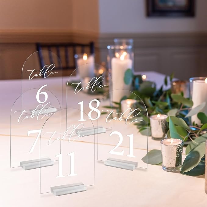 Arch Table Number 1-15 Clear Acrylic Tabletop Signs 5x7 Inch - Image 3