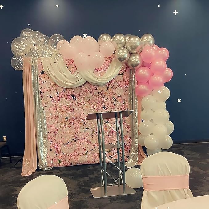 Silver Sequin Backdrop Curtains 2FTx8FT 2 Panels Sparkle Backdrop Curtain - Image 2