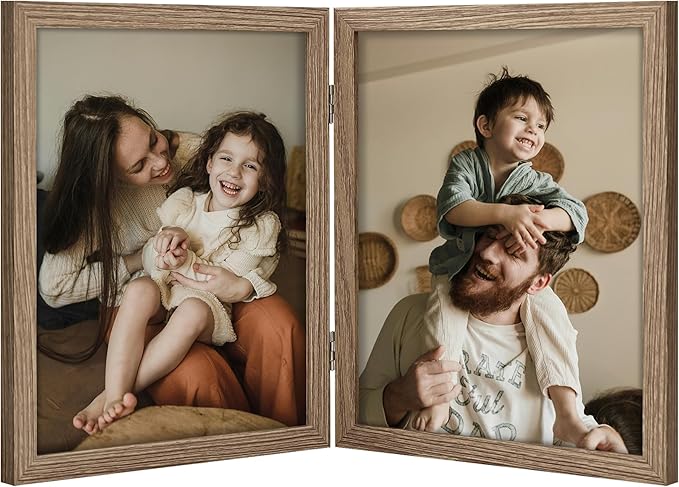 decorUhome Double 8x10 Picture Frame Vertical, Engineered Wood Bifold Photo by decorUhome