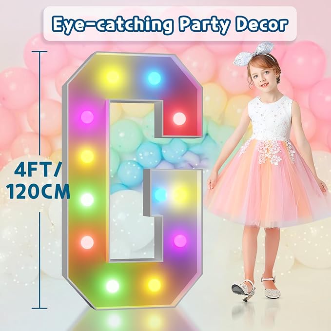 imprsv 4FT Colorful Marquee Light Up Letters G, 18 Colors Large Light up - Image 6