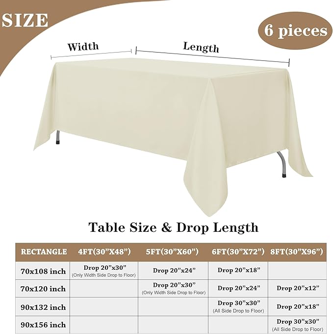 Fitable Elegant Rectangle Table Clothes, 6 Pack - Image 5