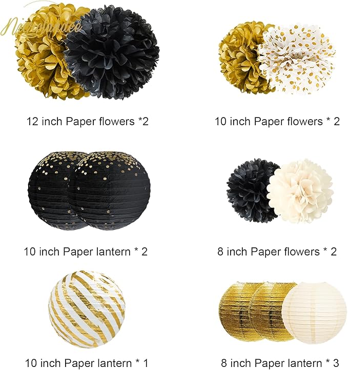 NICROLANDEE Black Gold Party Decorations - Image 2