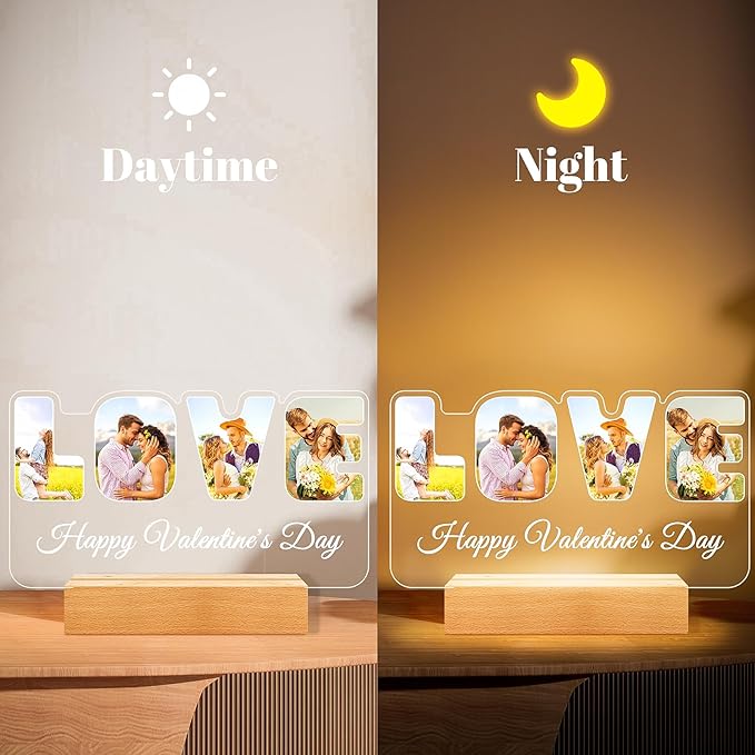 Custom Picture Frames with Photo, Personalized LOVE Photo Frame with Night Light - Image 4