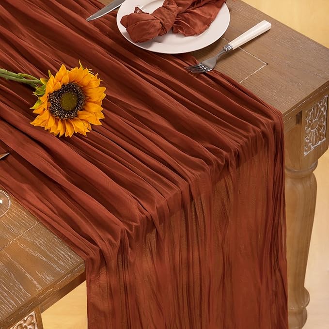 Terracotta Cheesecloth Table Runner 12 Pack Fall Burnt Orange Cheese Cloth - Image 7
