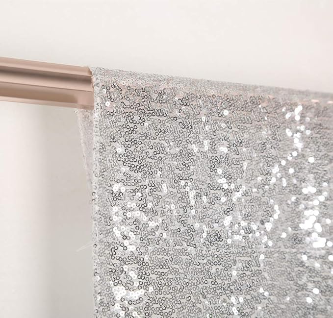 SquarePie Sequin Backdrop 10FT x 10FT Silver Curtain Background Wedding Party - Image 6