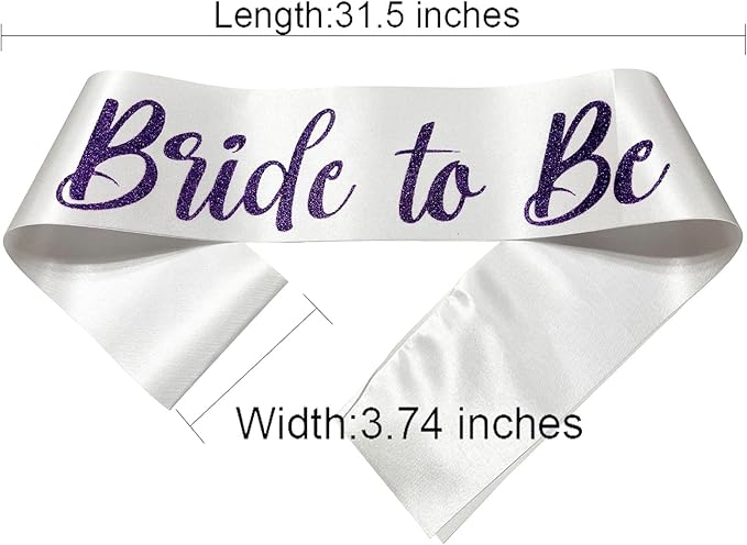 Bride Sash Bachelorette Party Purple, Bride To Be Sash Bridal Shower Sashes - Image 2