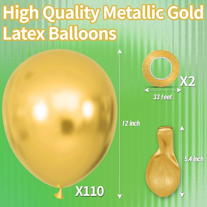 KAWKALSH Metallic Gold Balloon 12 Inch - Image 2