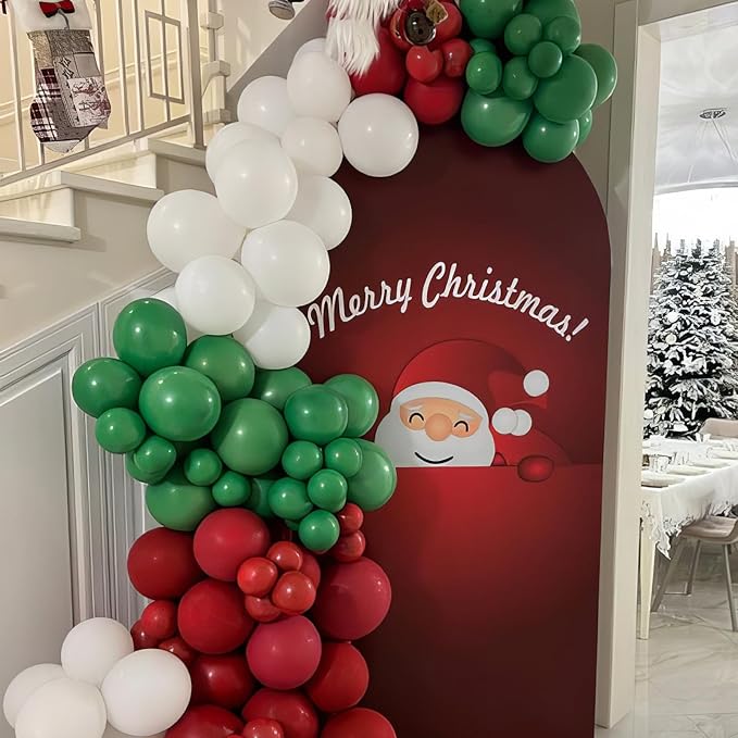 Red Green Gold Balloons, Vintage Dark Green Pearl White Confetti Balloons - Image 3