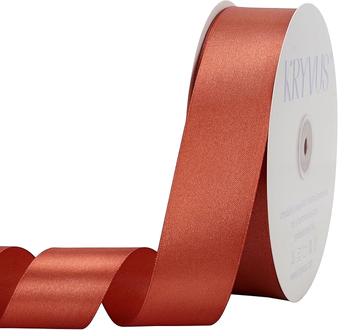 Copper Satin Ribbon 1-1/2 inch X Continuous 100 Yards, Single Face Polyester by Kryvusribbon