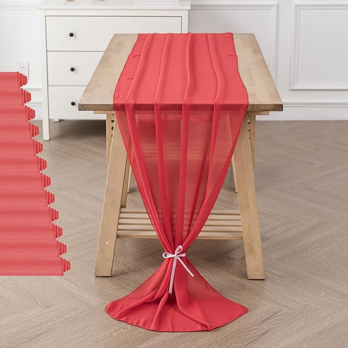 12Pack 9ft Chiffon Table Runner 14x108 Inch Sheer Romantic Table Runner - Image 6
