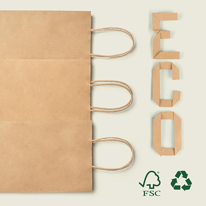 MESHA Paper Gift Bags 5.25x3.75x8 Inch 50 Pack Small Brown Paper Bags - Image 8