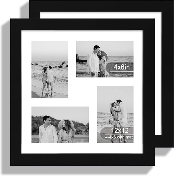 12x12 Picture Frame Set of 2, Display Pictures 4-4x6 by Hongkee