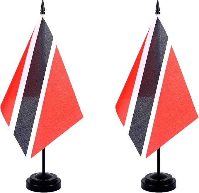 WXTWK 2 Pack Trinidad Flag Trinidad Deluxe Desk Flag Set by WXTWK