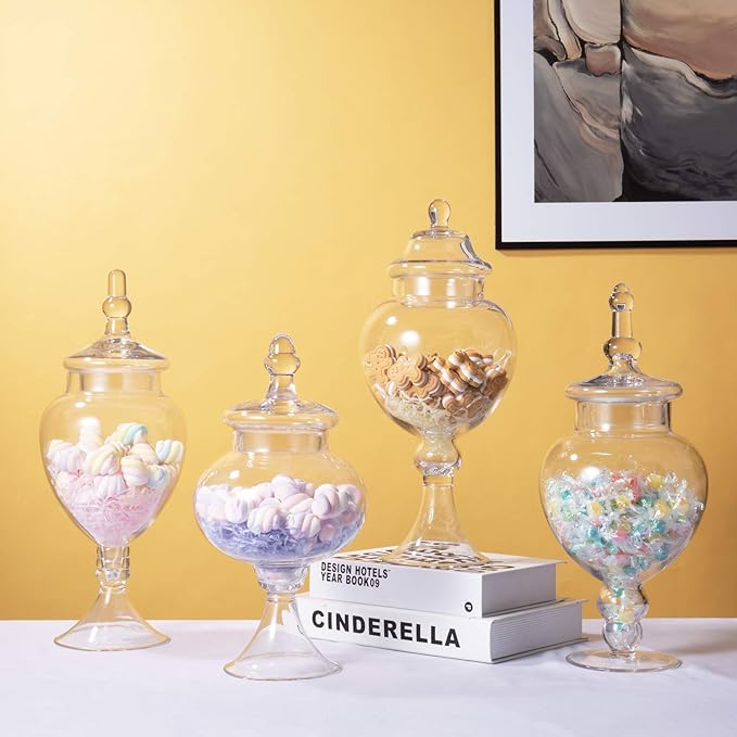 Clear Glass Apothecary Jars, Diamond Star Large Candy Buffet Display, Elegant - Image 7