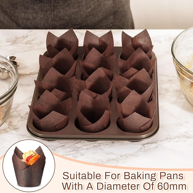 300 Pcs Jumbo Muffin Liners for Baking 2-1/4" x 4" Large Tulip Cupcake Liners - Image 6