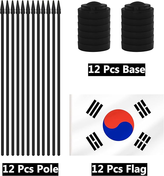 12 Pack Korea Desk Flags, Korean Desktop Flag, Small Miniature Office Flags - Image 3