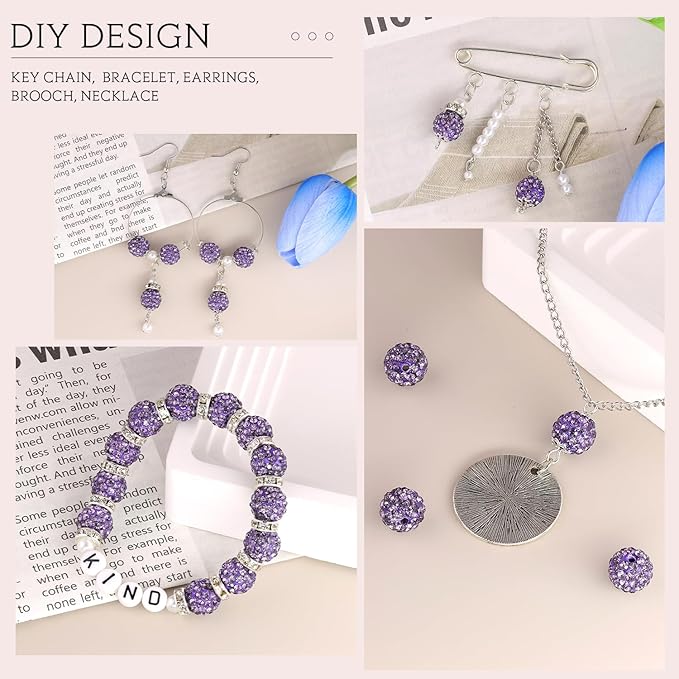 100 pcs 10mm Rhinestone Beads for Jewelry Making, Sparkle Crystal Clay - Image 5