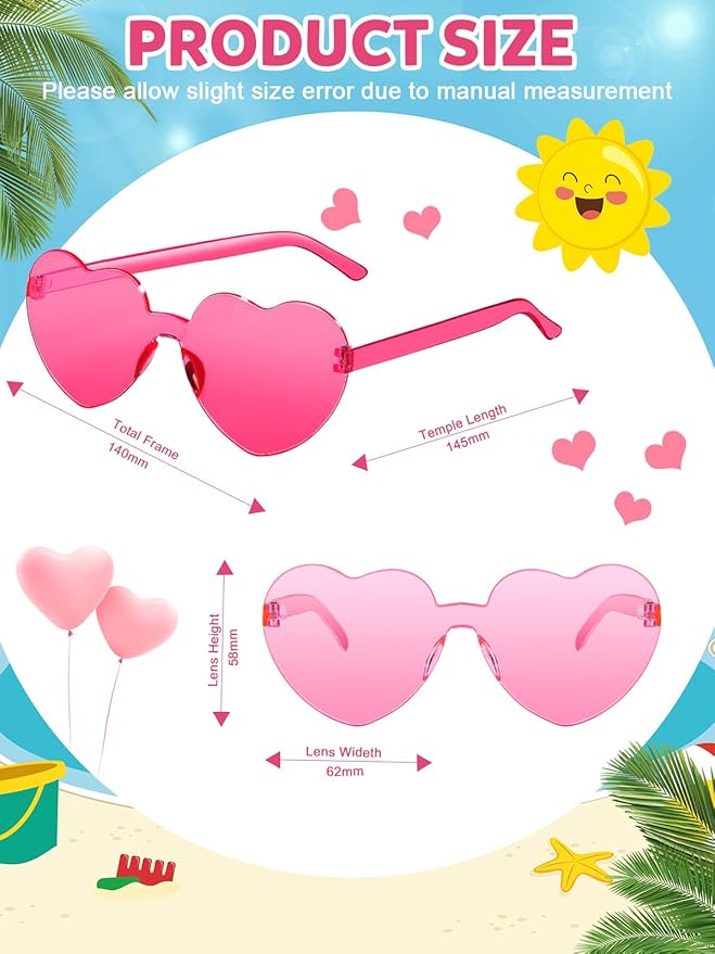 12 Pairs Heart Shaped Sunglasses - Image 2