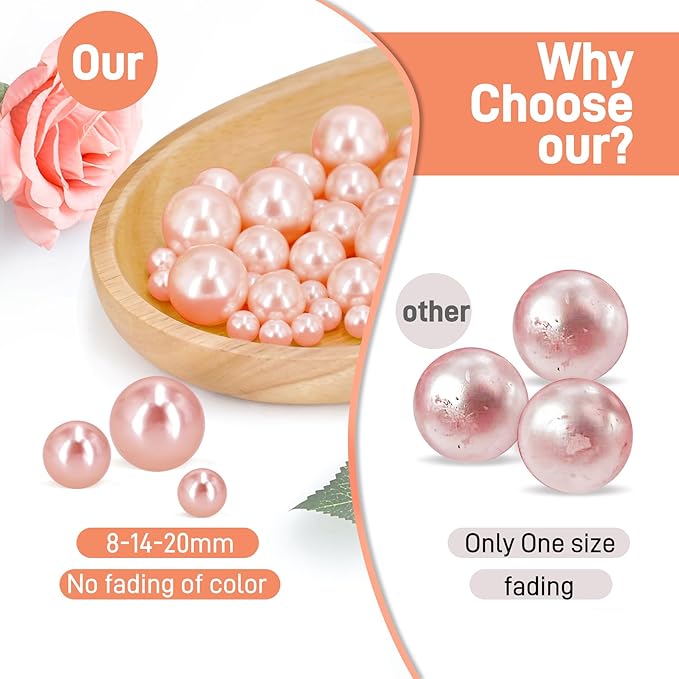 120 PCS 8/14/20mm No Hole Polish Pearl Beads - Image 3