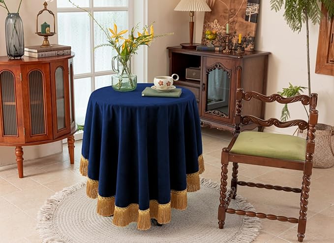 F-CHU Blue Tablecloth Thickset Velvet Tablecloth - Image 6