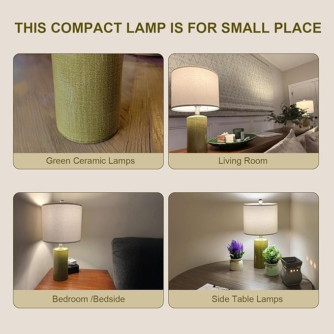 20.25" Small Table Lamps Set of 2 Modern Ceramic Lamps - Image 2