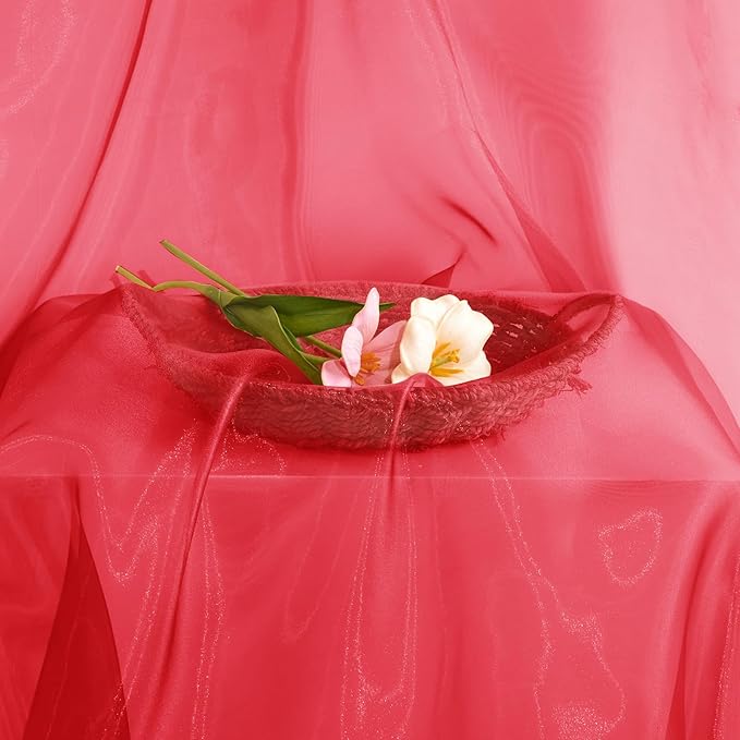 P Pothuiny Sheer Organza Fabric by The Yard, 10 Yards x 60 Inch Wide Bridal Red - Image 7