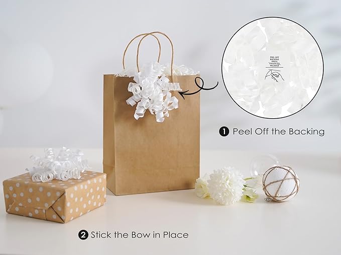 HUIHUANG White Bows for Gift Wrapping Christmas Gift Bows 5 inch x 8 Counts - Image 2