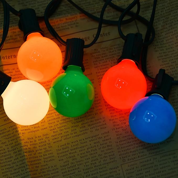 SUNSGNE 25Ft Outdoor Multicolor Christmas Lights, G40 Globe Patio String Lights - Image 6