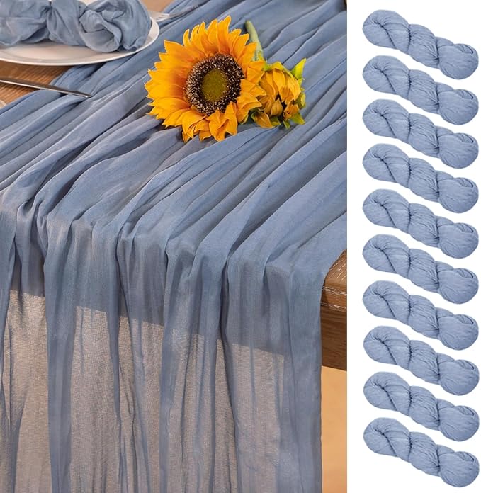 Dusty Blue Cheesecloth Table Runner 10 Pack Fall Table Runners Boho Gauze 120 by DeZerlor
